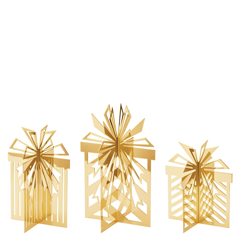 Georg Jensen Table Ornaments, Set of Three – 18kt Gold Plated Stainless Steel