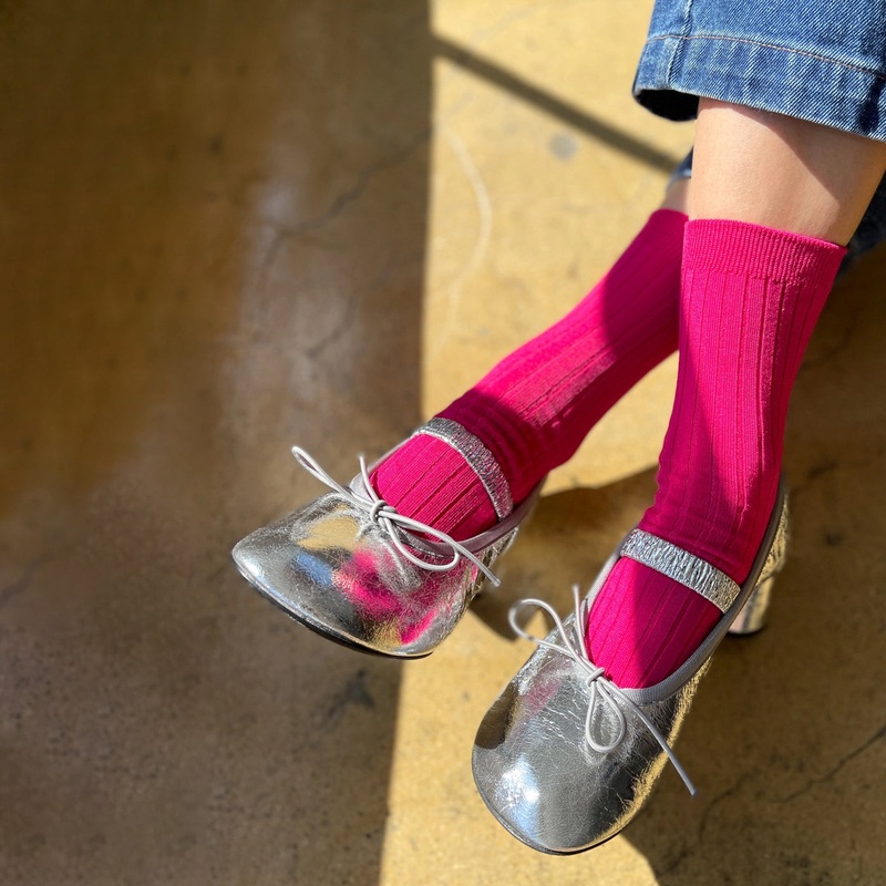 Her Socks – Mercerized Combed Cotton Rib Fuchsia