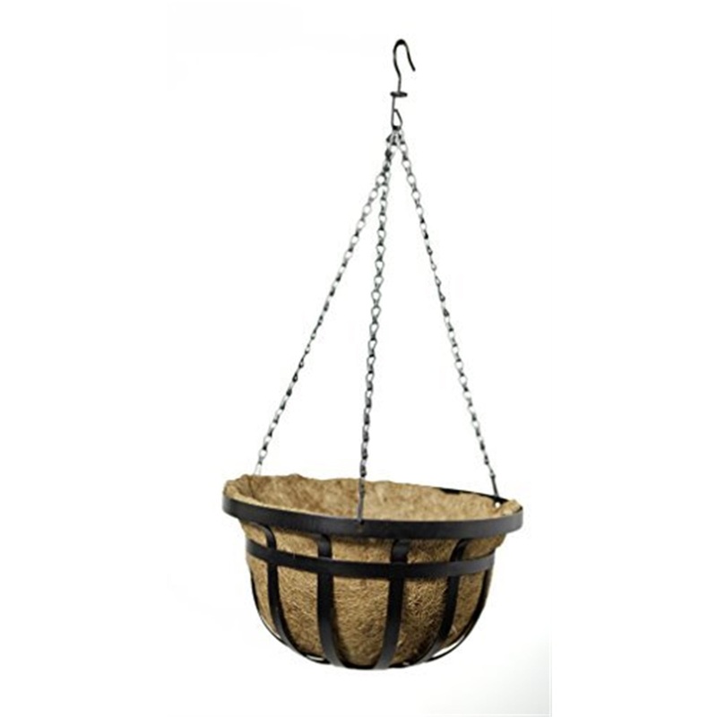 Panacea Products Flat Iron Series 14-Inch Hanging Basket, Black