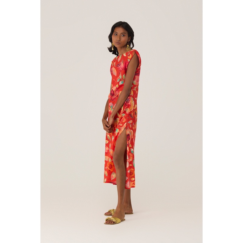 Watercolour Bloom Asymmetric Bias Dress