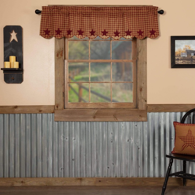 Burgundy Star Scalloped Valance 16×60