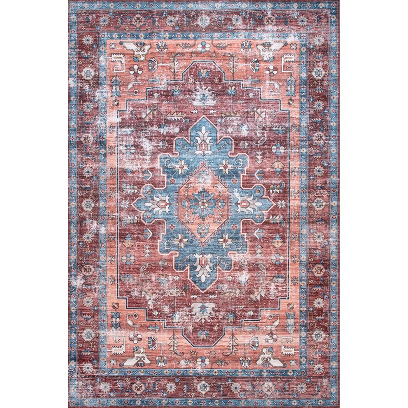 Castle Medallion Washable Rug | Rust