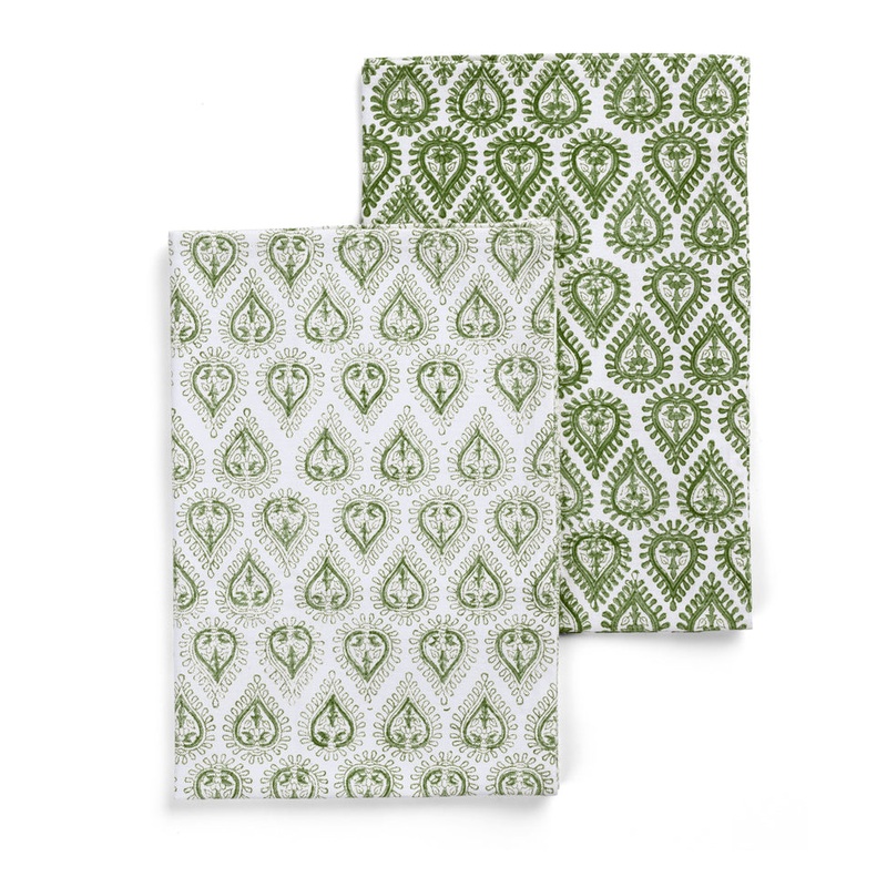 Cotton Kitchen Towel Kalini – Green Set of 2