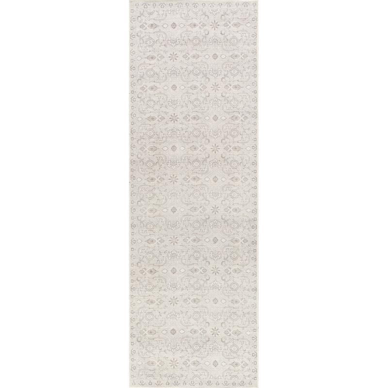 Lillie Classic Floral Washable Rug | Cream