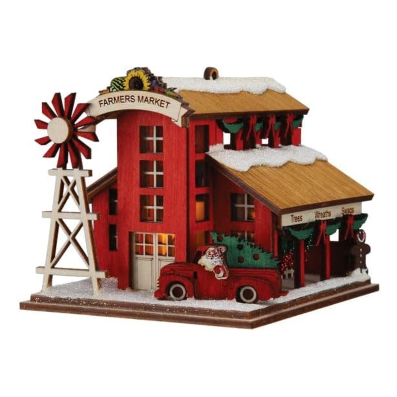 Old World Christmas Wooden Ginger Cottages Ornament, Farmer’s Market