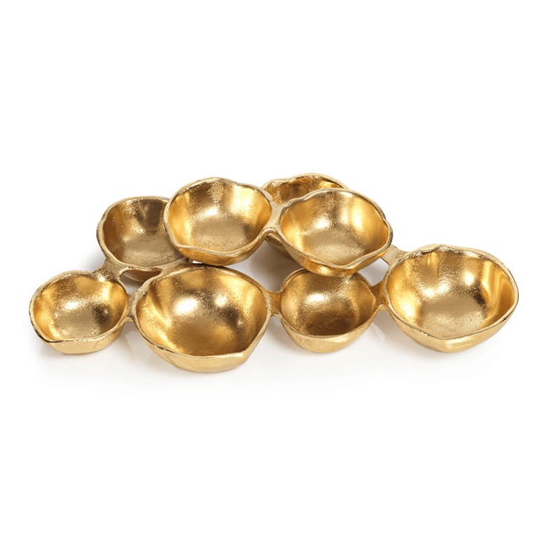Small Cluster of Eight Serving Bowls – Bright Gold