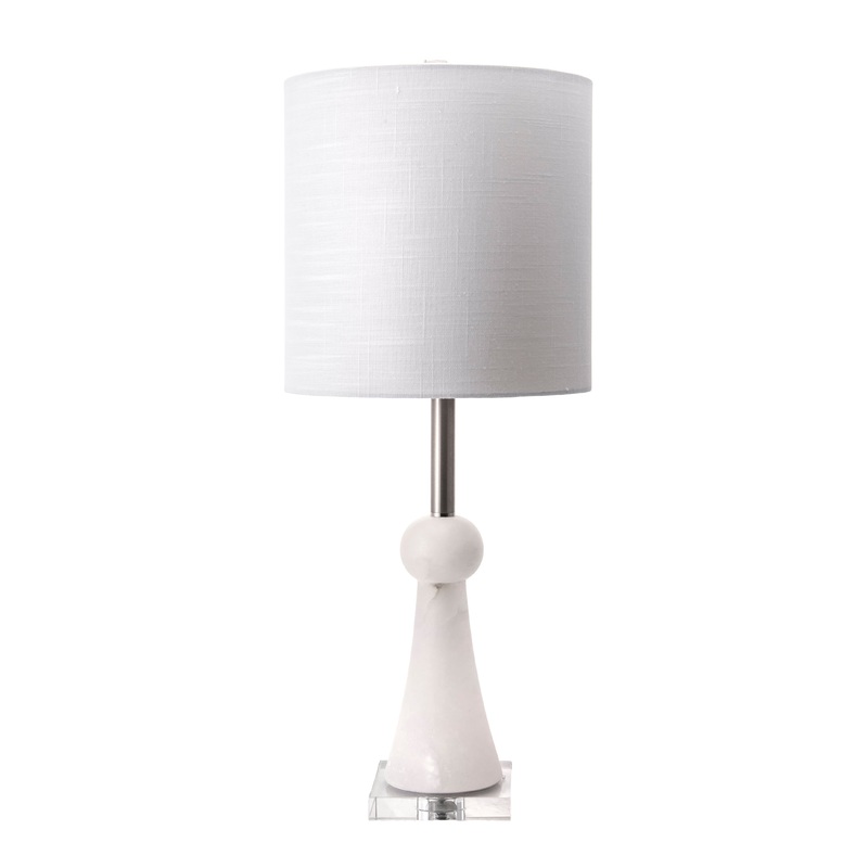 30-inch Alabaster Pawn Spire Table Lamp | Off White