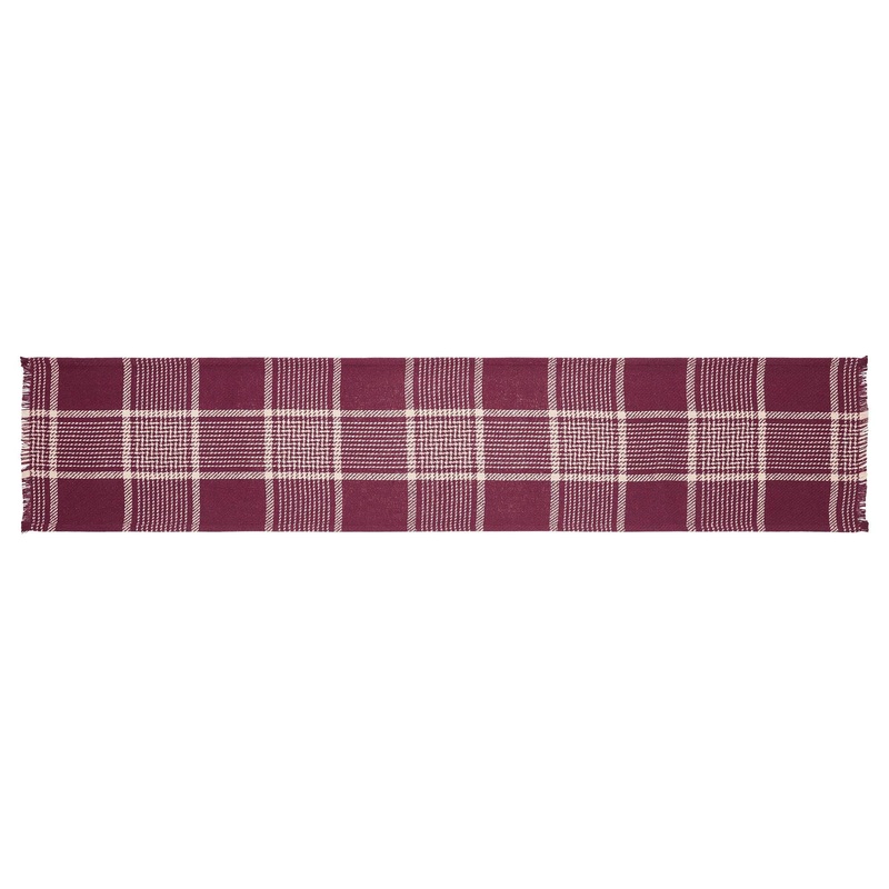 Eston Burgundy Tan Plaid Runner 12×60
