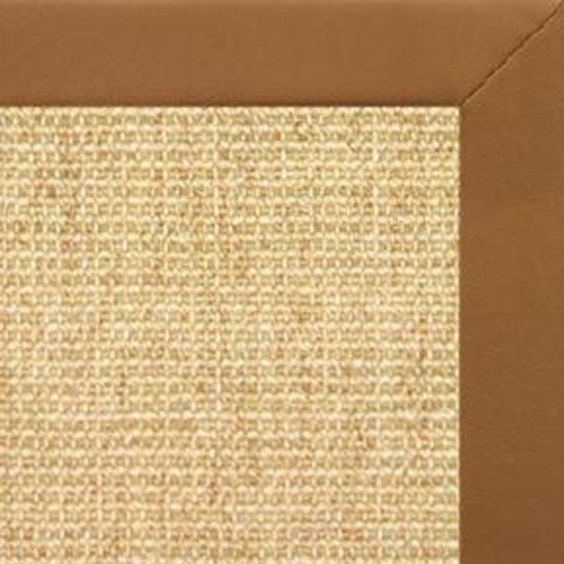 Sand Sisal Rug with Cinnamon Faux Leather Border