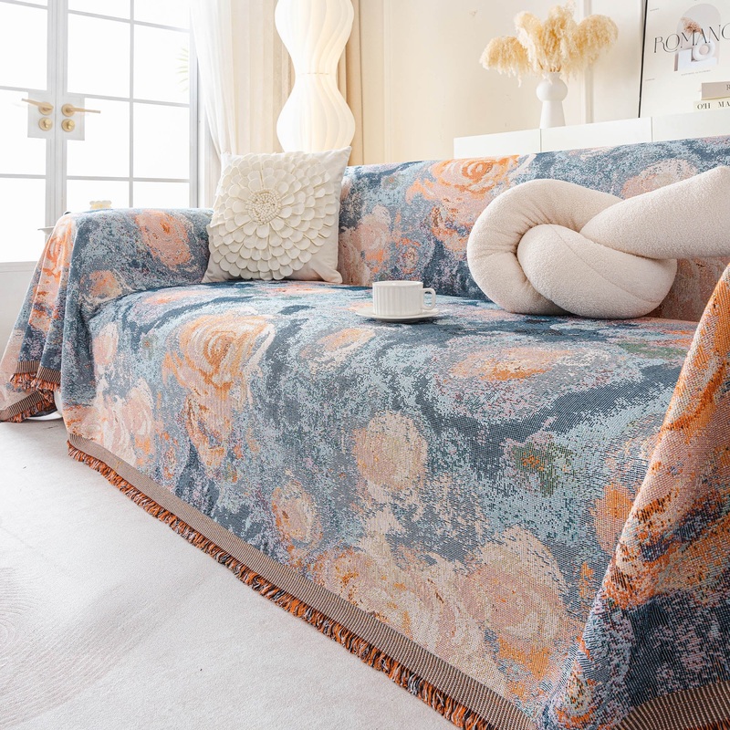 Unique Vintage Rosebush Floral Chenille Couch Cover Soft Stylish Breathable Sofa Protection for a Cozy Modern Easy-to-Clean Home