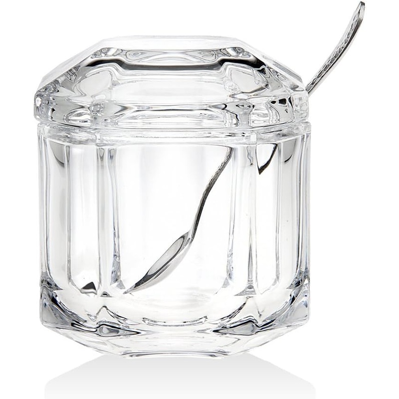 Godinger Crystal Symmetry Honey Covered Dish, with spoon