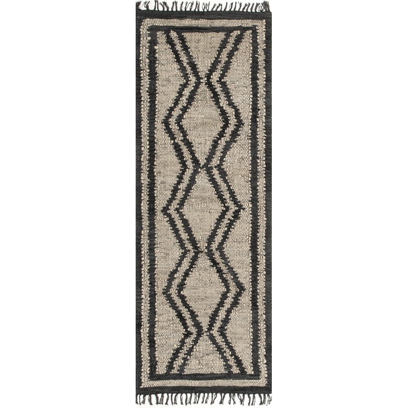 Helix Leather Flatweave Tassels Rug | Natural