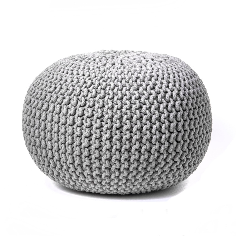Knitted Round Pouf | Grey