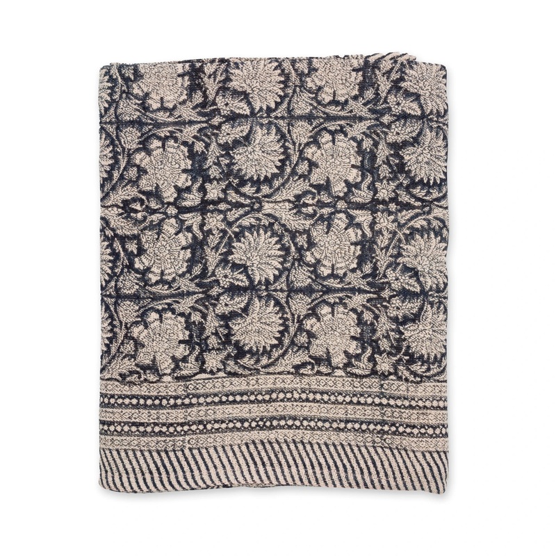 Linen Tablecloth Paradise Design – Dark Blue