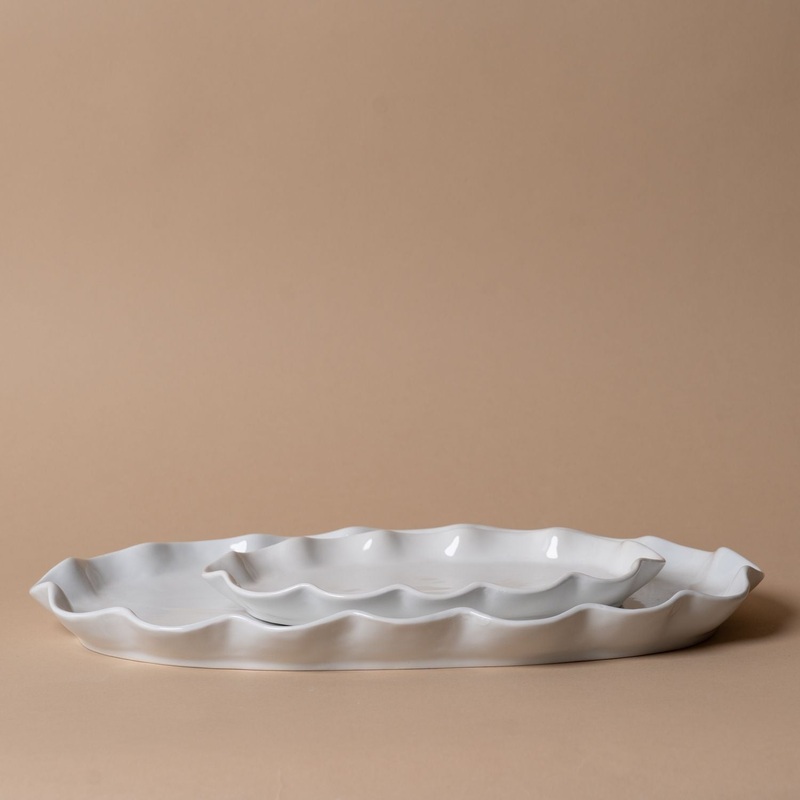 Organic Ruffle Edge Stoneware Serving Platter