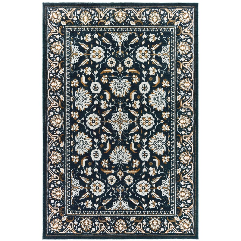 Bowen Navy Gold Traditional Oriental Indoor Rug
