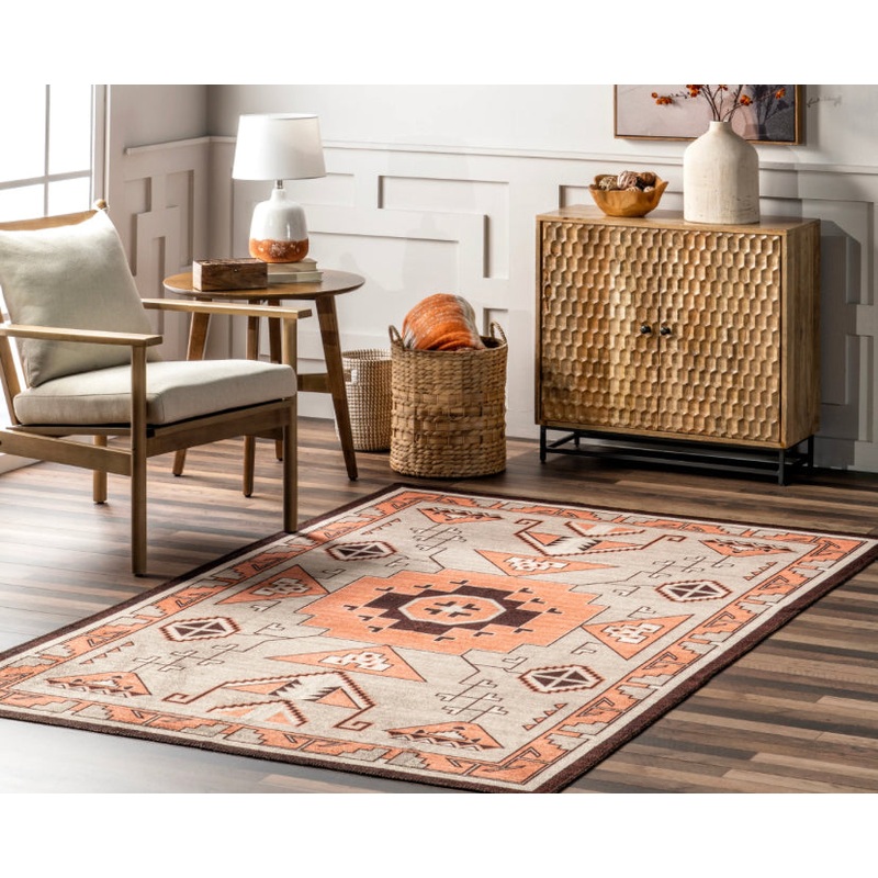 Calliope Bohemian Machine Washable Area Rug 5′ x 8′ Gray