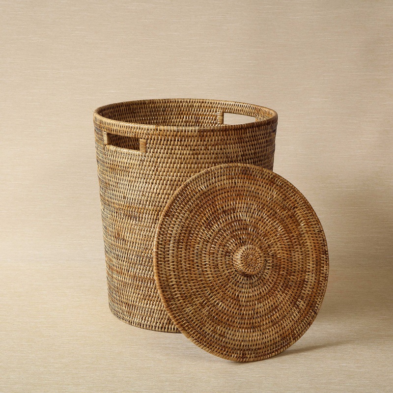 Honey brown conical rattan hamper