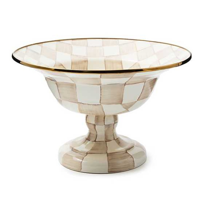 Mocha Check Enamel Compote – Large