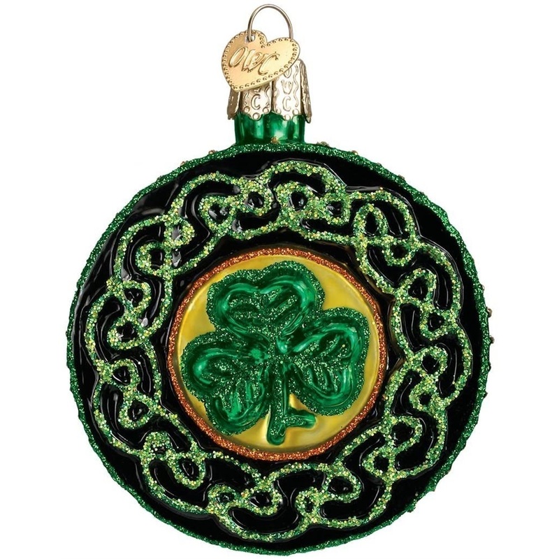Old World Christmas Glass Blown Celtic Brooch Ornament