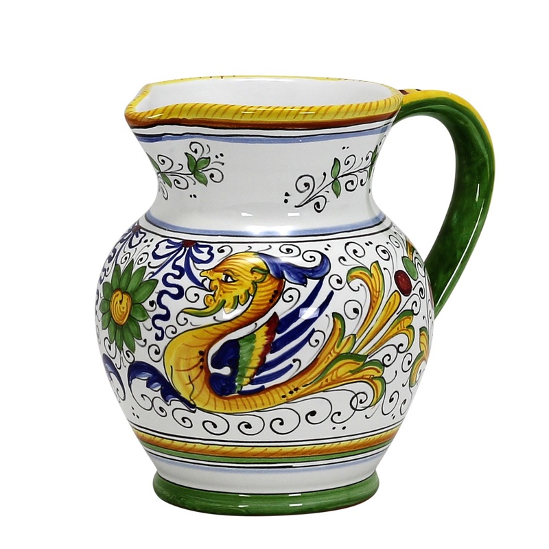 RAFFAELLESCO DELUXE: Traditional Deruta Pitcher (1.25 Liters/40 Oz/5 Cups)