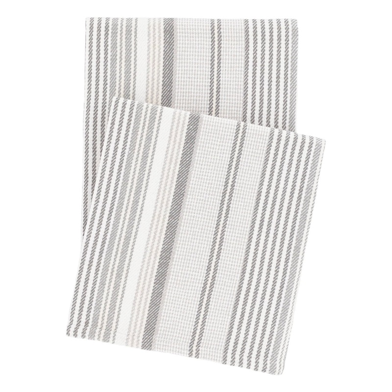 Gradation Ticking Woven Cotton Throw | Grey
