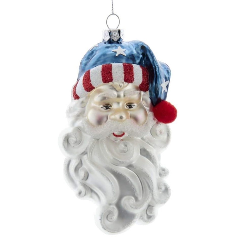 Kurt Adler Santa Head with Patriotic Hat Ornament