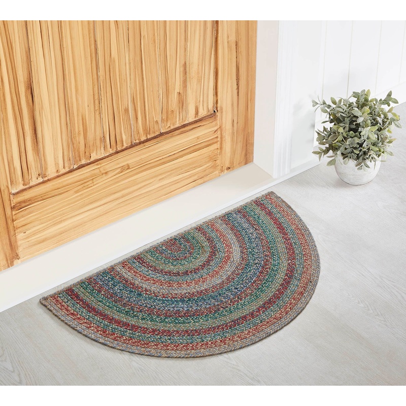 Multi Jute Rug Half Circle w/ Pad 19.5×36
