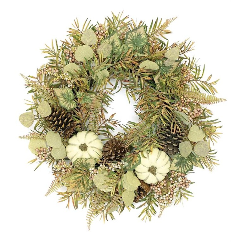 Fall Harvest  Wreath W/Pumpkin