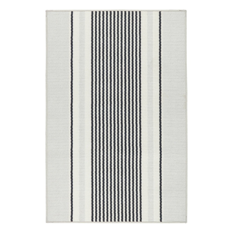 Gunner Stripe Machine Washable Rug | Grey