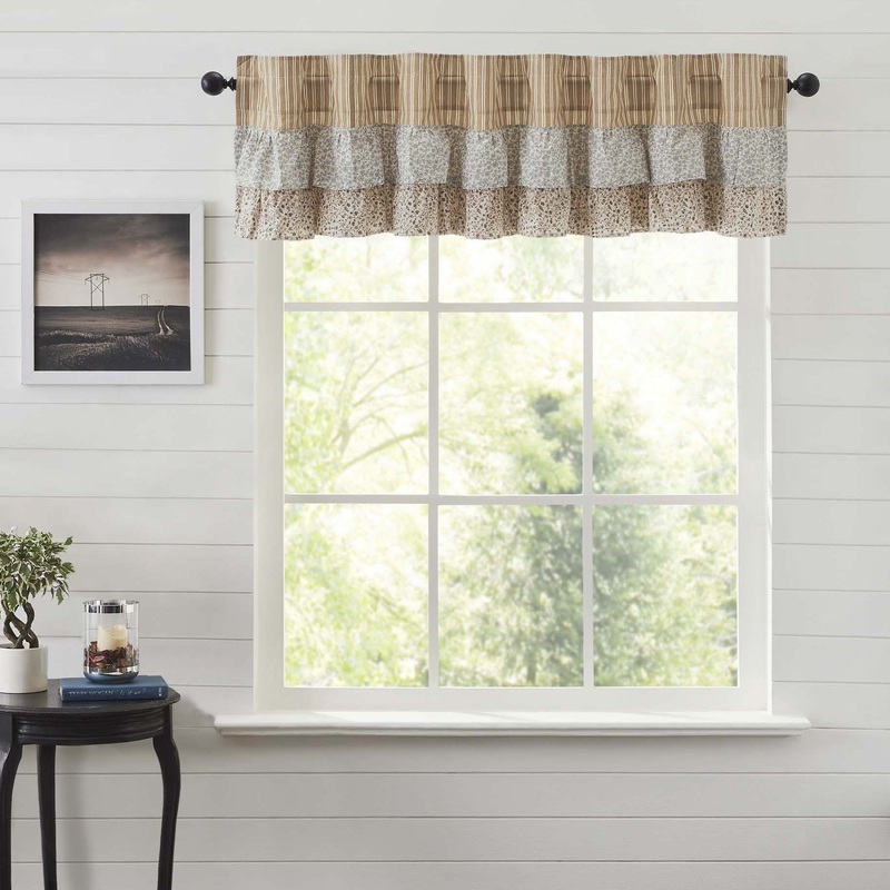 Kaila Ticking Gold Ruffled Valance 16×72