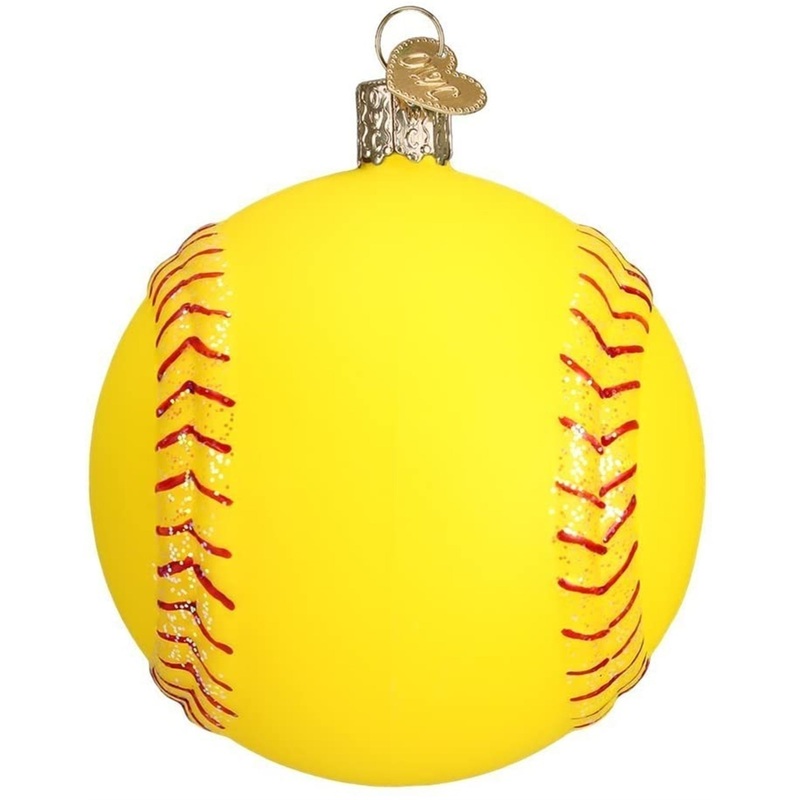 Old World Christmas Glass Blown Softball Ornament