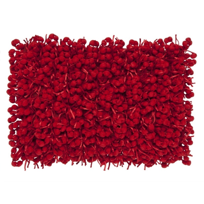 Pompom Woven Red Pillow