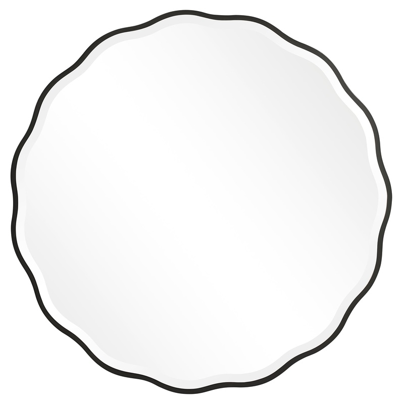 Aneta Black Round Mirror