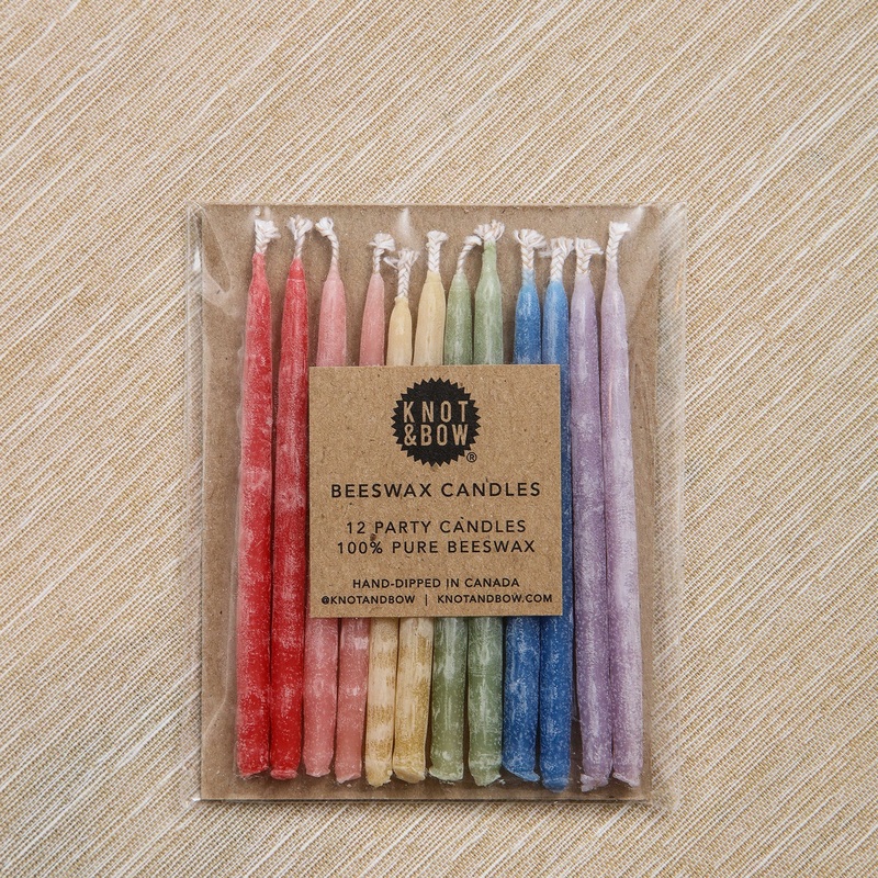 Assorted 3″ short rainbow mix pure beeswax candles, 12 ct