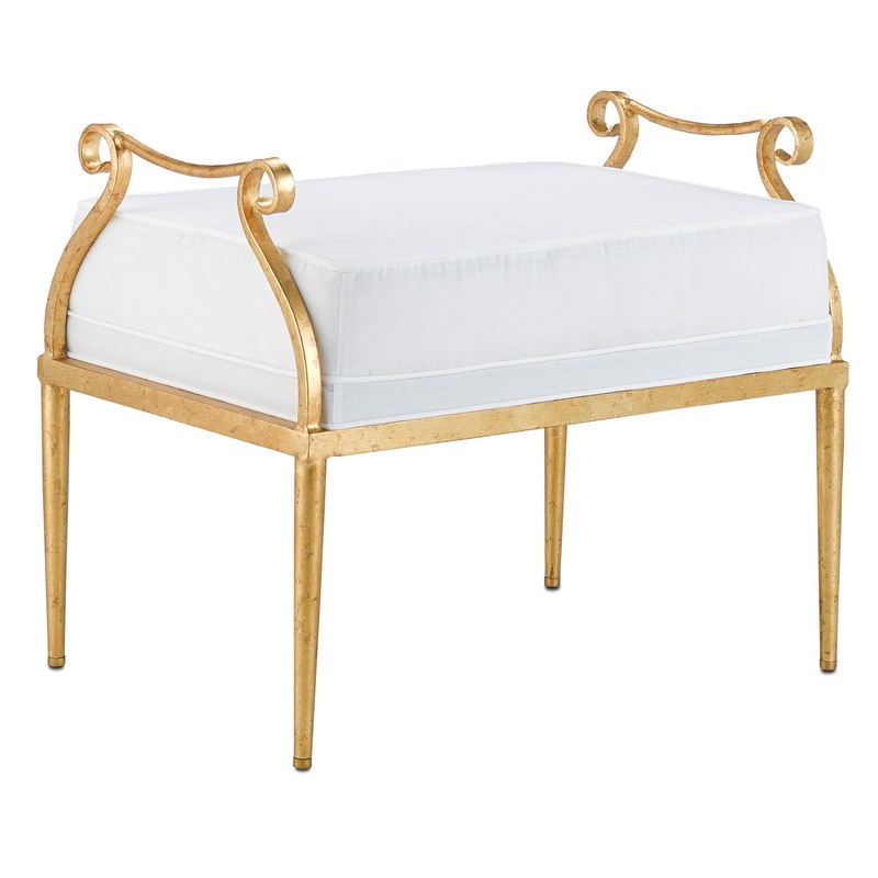 Genevieve Muslin Gold Ottoman