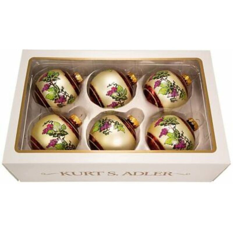 Kurt S. Adler Kurt Adler 80mm Glass Grapevine Ball Set of 6 Ornament Set, 6 Piece