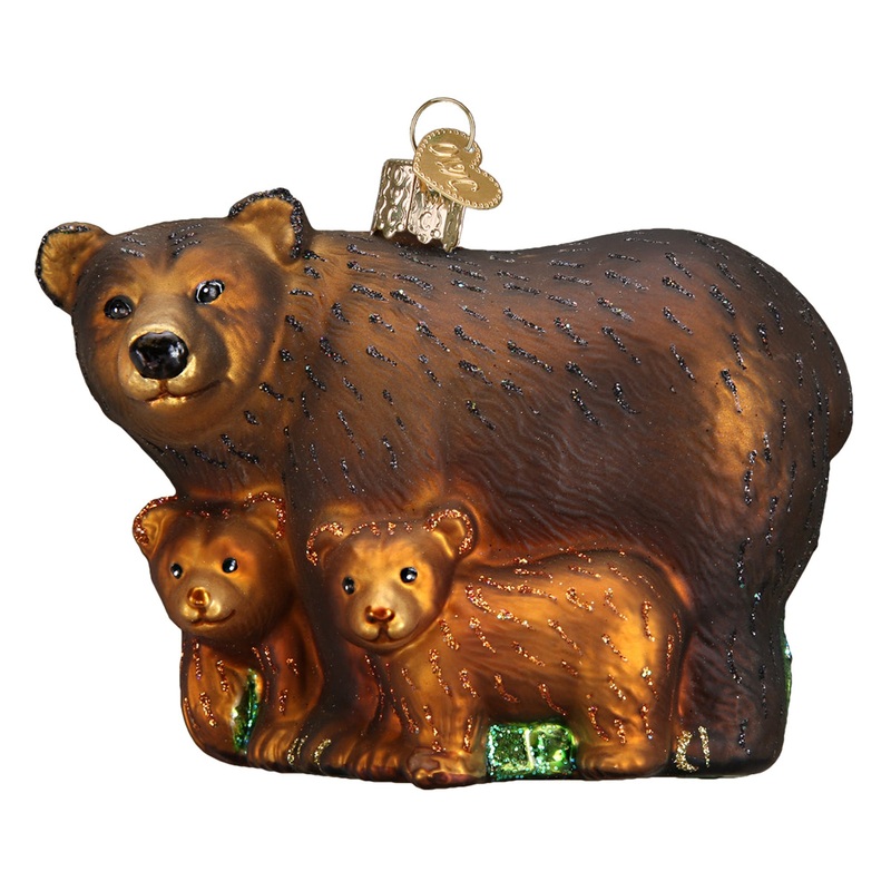 Old World Christmas Blown Glass Christmas Ornament, Bear with Cubs
