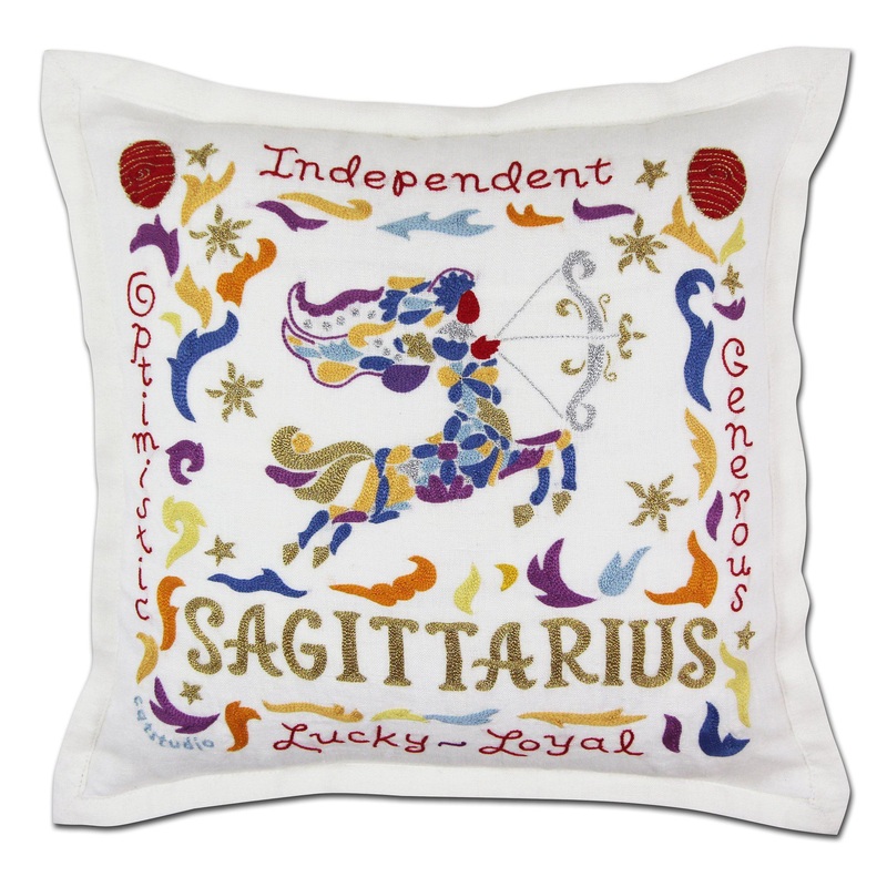 Sagittarius Astrology Hand-Embroidered Pillow