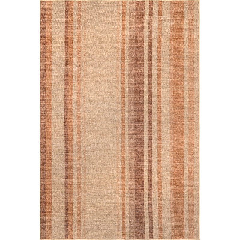 Sydnee Easy-Jute Striped Washable Rug | Burnt Orange