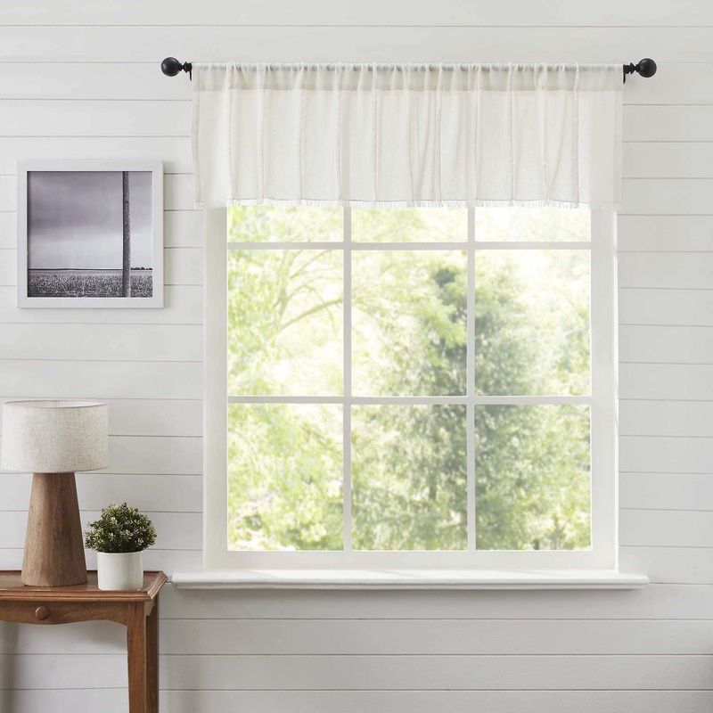 Tobacco Cloth Antique White Patchwork Valance 16×60