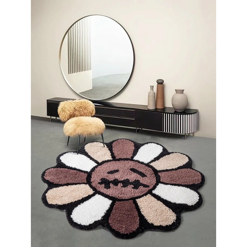Smiling Face Tufted Flower Art Rug