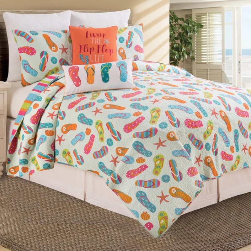Flip Flops Coastal Quilt Set – Lightweight Microfiber – 3PC