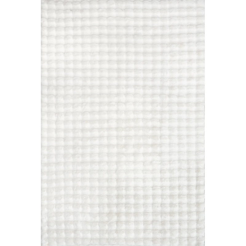 Ivana Checkered Plush Cloud Washable Rug | Off White