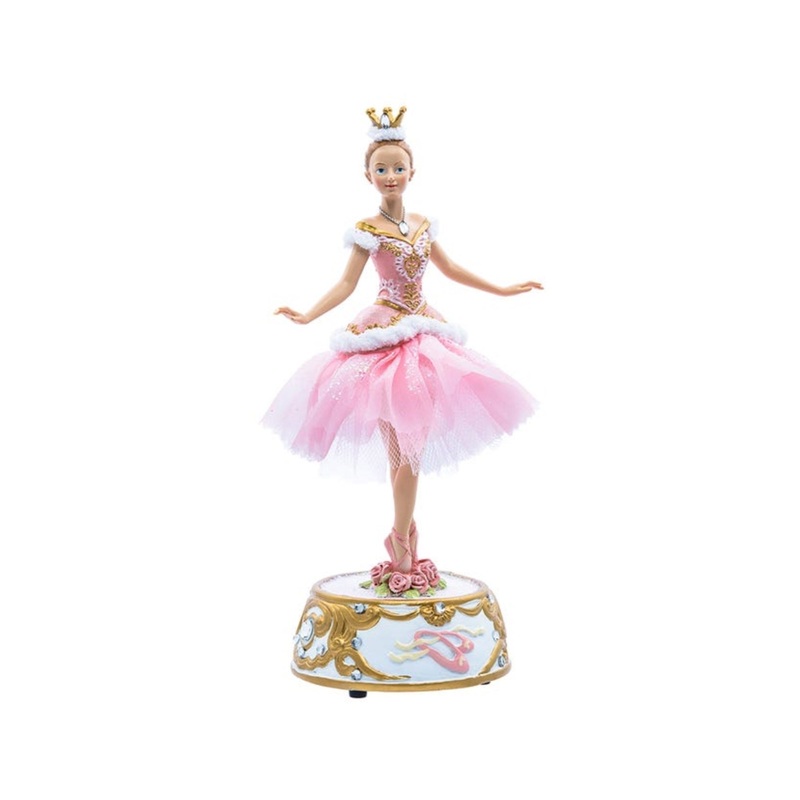 Kurt S. Adler Pink Ballerina Figure With Musical Base Table Piece, 10″