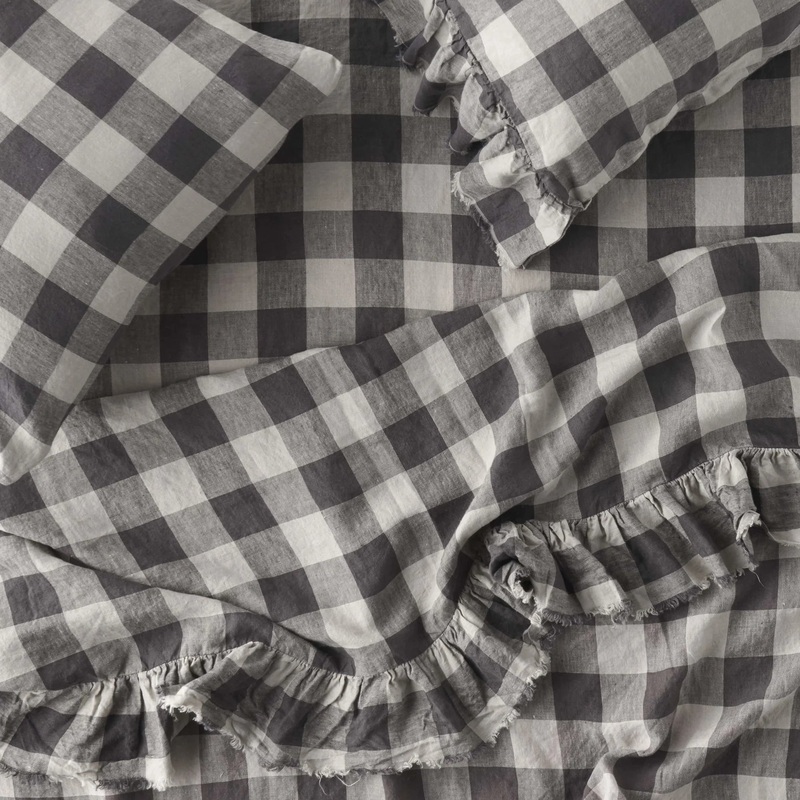 Licorice Gingham Ruffle Flat Sheet