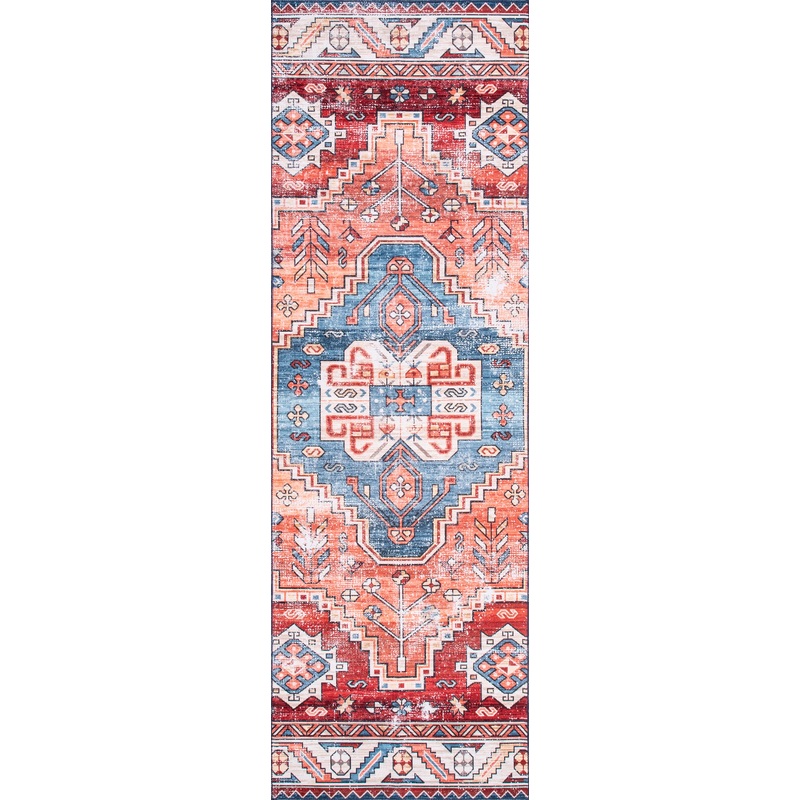 Oriental Medallion Washable Rug | Rust
