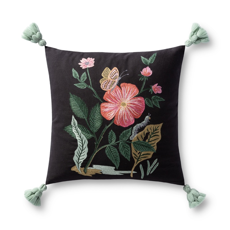 Rifle Paper Co. x Loloi Pillow | P6074 Black / Multi