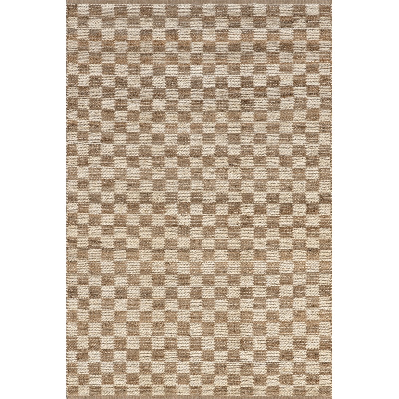Sandye Retro Checkered Jute Rug | Natural