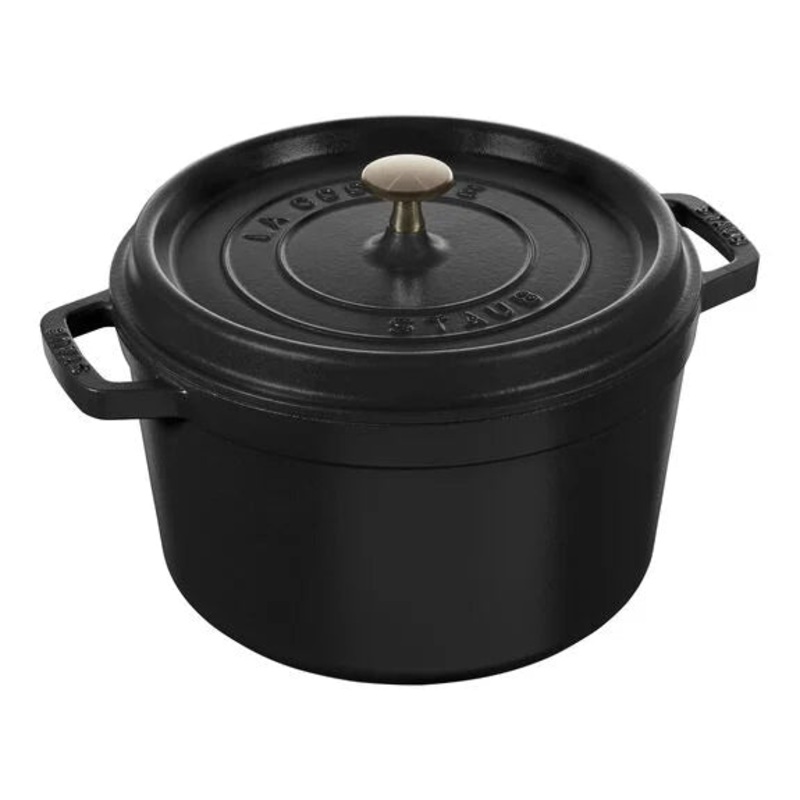 Staub Cast Iron 5 qt, Round, Tall Cocotte, Black Matte